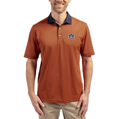  Auburn Tigers Cutter & Buck DryTec Virtue Eco Pique Recycled Polo - Orange/Navy